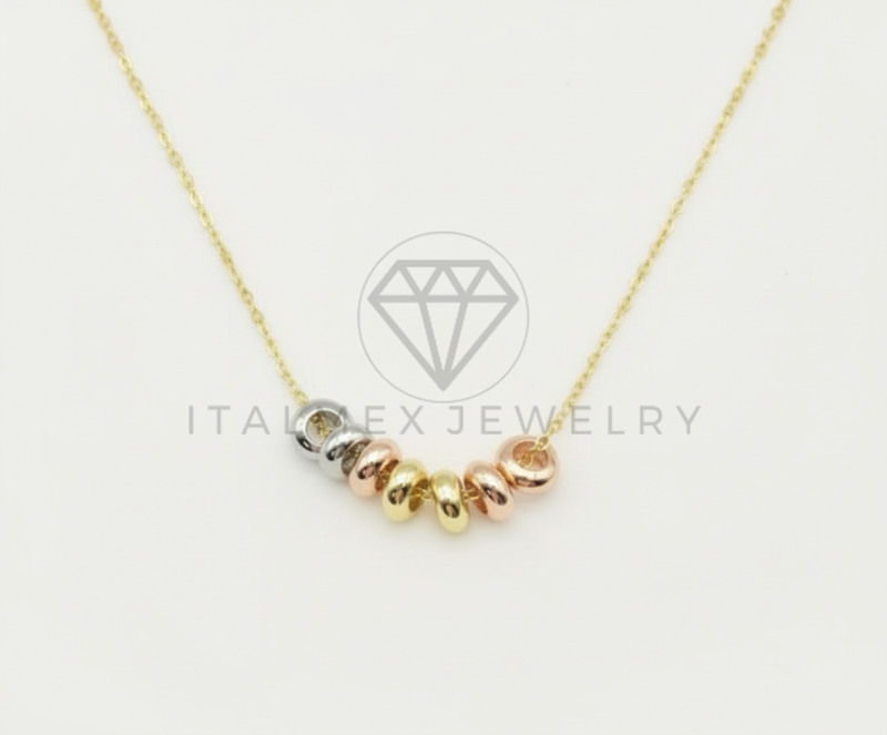 Collar Elegante - 106472 - Collar Circulos Tricolor - Oro Laminado 18K