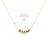 Collar Elegante - 106472 - Collar Circulos Tricolor - Oro Laminado 18K