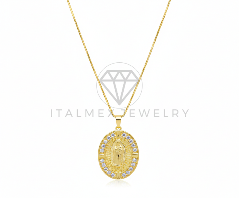 Collar Elegante - 106474 - Collar Medalla Virgen de Guadalupe CZ Clara - Oro Laminado 18K