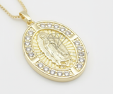 Collar Elegante - 106474 - Collar Medalla Virgen de Guadalupe CZ Clara - Oro Laminado 18K