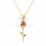 Collar Elegante - 106477 - Collar Rosa CZ Tricolor - Oro Laminado 18K