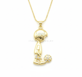 Collar Elegante - 106480 - Collar Niño Jugando Fútbol CZ Clara - Oro Laminado 18K