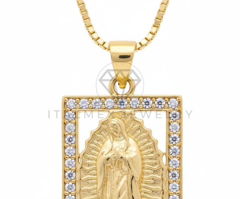 Collar Elegante - 106486 - Collar Dije Virgen de Guadalupe CZ Clara - Oro Laminado 18K