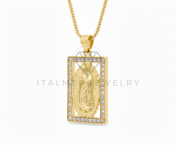 Collar Elegante - 106486 - Collar Dije Virgen de Guadalupe CZ Clara - Oro Laminado 18K
