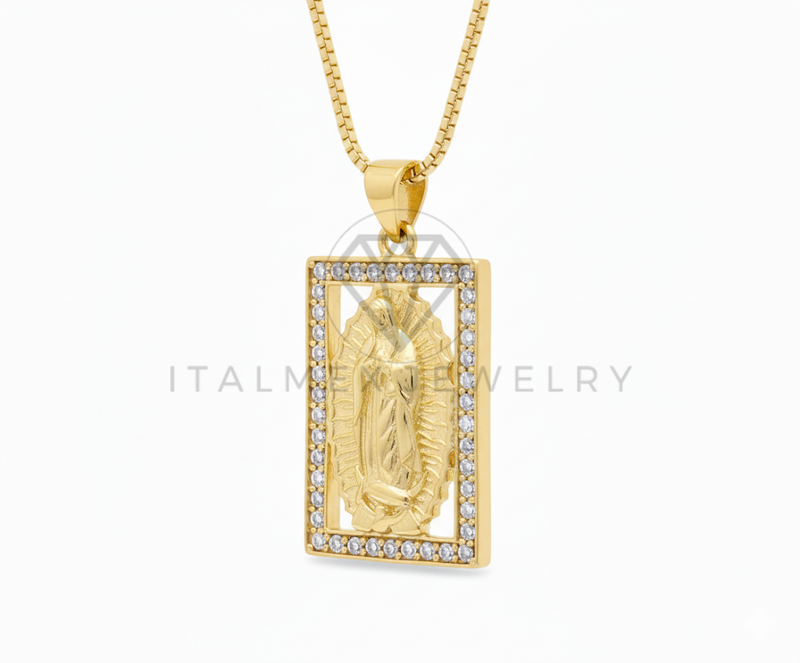 Collar Elegante - 106486 - Collar Dije Virgen de Guadalupe CZ Clara - Oro Laminado 18K