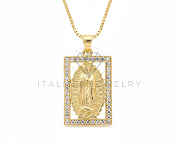 Collar Elegante - 106486 - Collar Dije Virgen de Guadalupe CZ Clara - Oro Laminado 18K