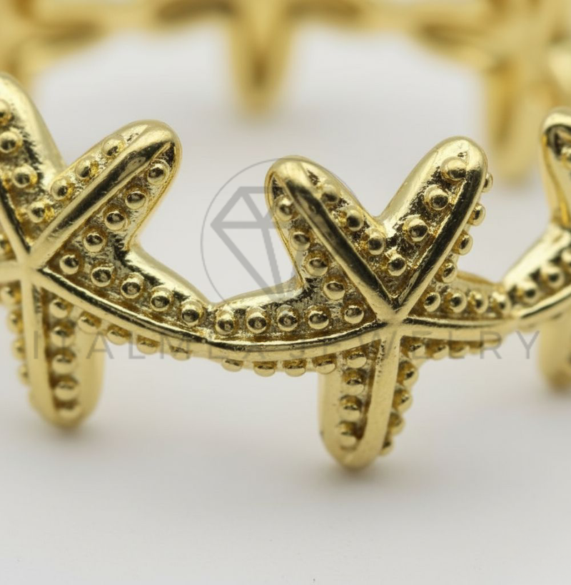 Anillo de Lujo - 106490 - Anillo Ajustable Estrella de Mar CZ Clara - Oro Laminado 18K