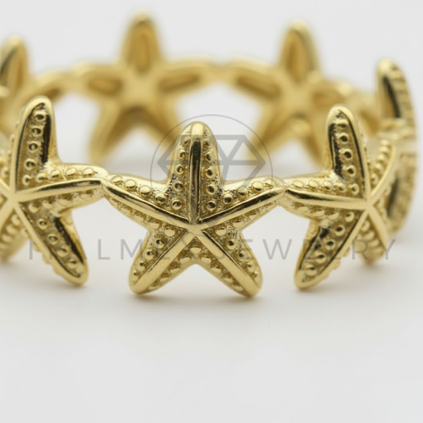 Anillo de Lujo - 106490 - Anillo Ajustable Estrella de Mar CZ Clara - Oro Laminado 18K