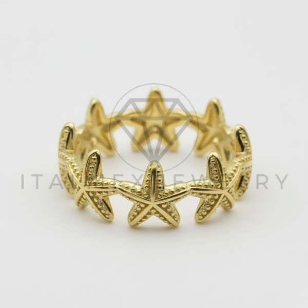Anillo de Lujo - 106490 - Anillo Ajustable Estrella de Mar CZ Clara - Oro Laminado 18K
