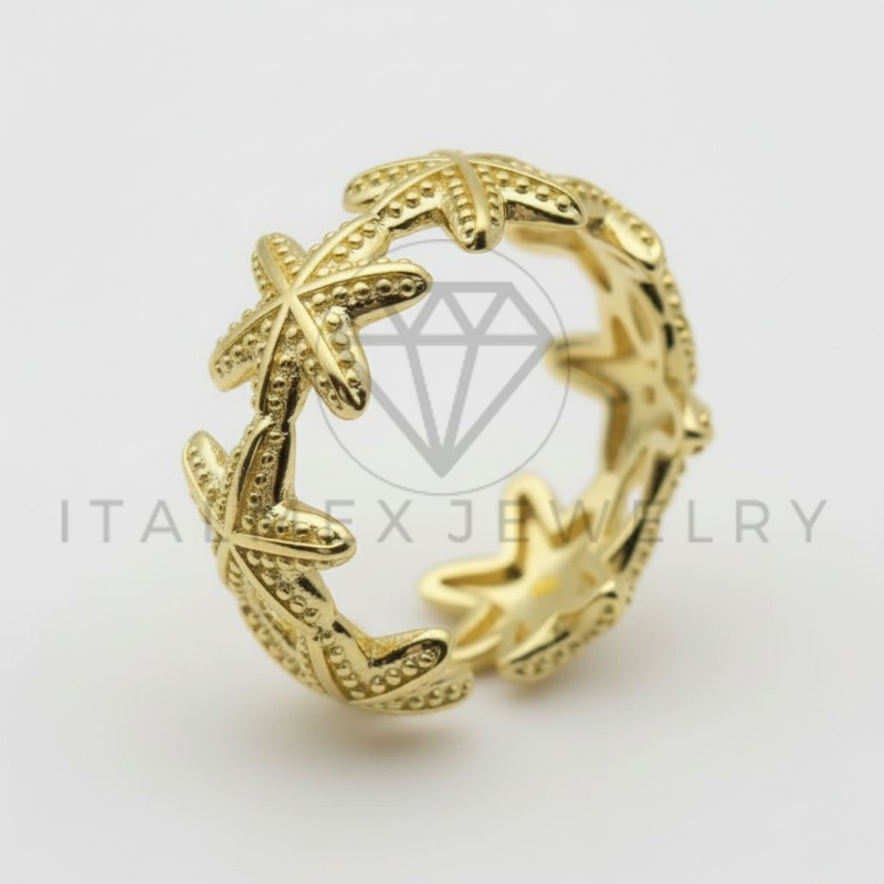Anillo de Lujo - 106490 - Anillo Ajustable Estrella de Mar CZ Clara - Oro Laminado 18K