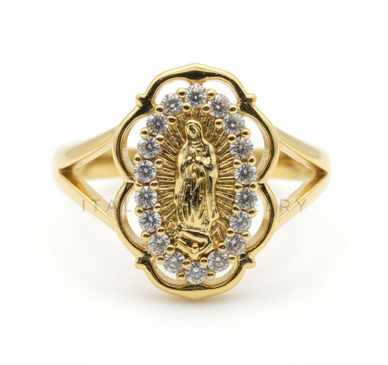 Anillo de Lujo - 106491 - Anillo Ajustable Virgen de Guadalupe CZ Clara - Oro Laminado 18K