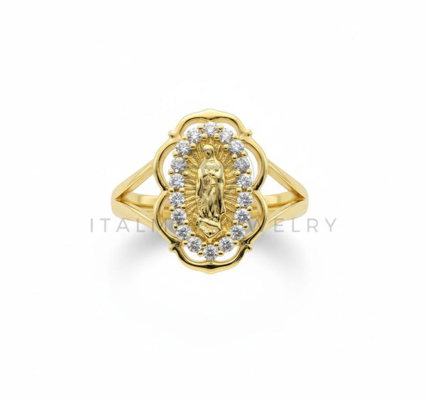 Anillo de Lujo - 106491 - Anillo Ajustable Virgen de Guadalupe CZ Clara - Oro Laminado 18K