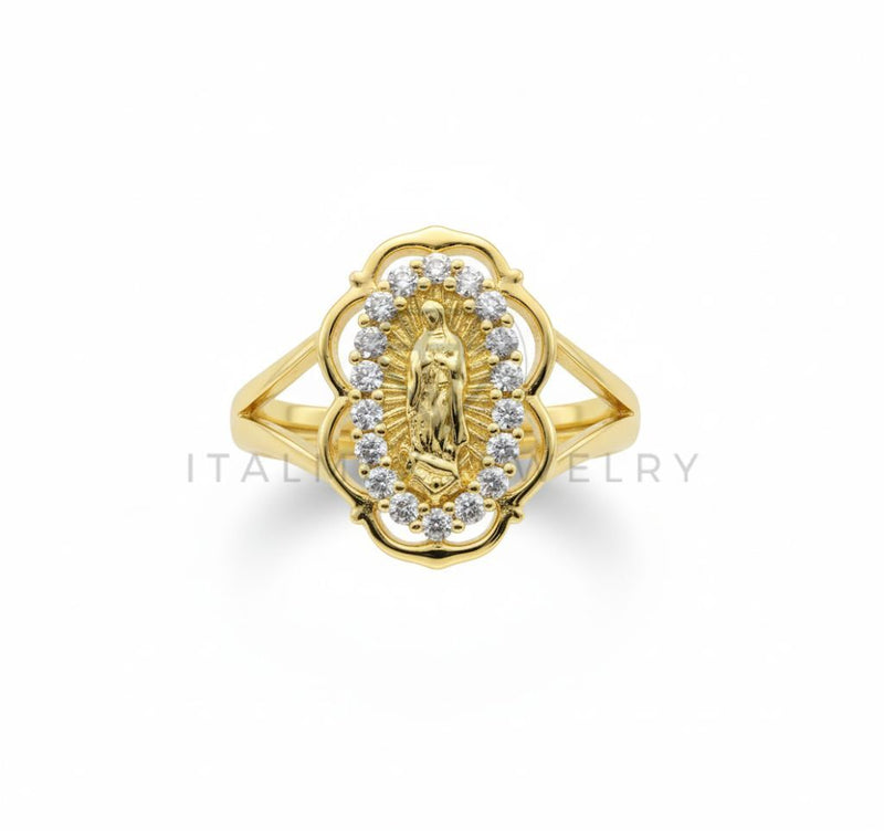 Anillo de Lujo - 106491 - Anillo Ajustable Virgen de Guadalupe CZ Clara - Oro Laminado 18K