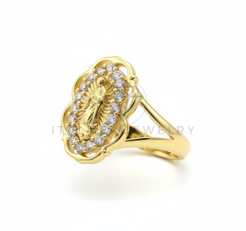 Anillo de Lujo - 106491 - Anillo Ajustable Virgen de Guadalupe CZ Clara - Oro Laminado 18K