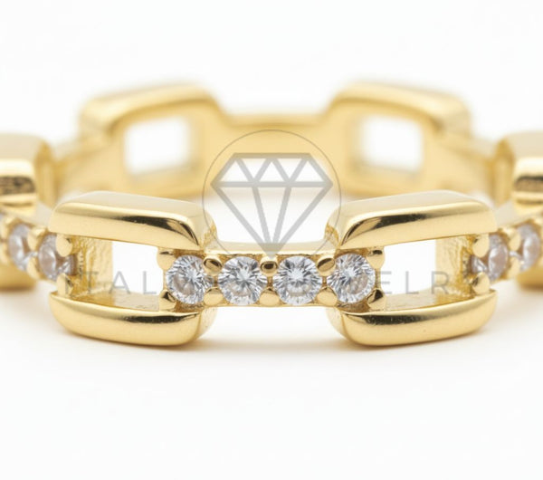 Anillo de Lujo - 106492 - Anillo Ajustable Inspirado David Yurman Stax CZ Clara - Oro Laminado 18K