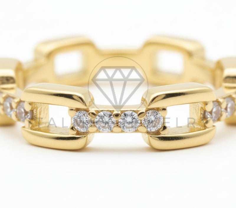 Anillo de Lujo - 106492 - Anillo Ajustable Inspirado David Yurman Stax CZ Clara - Oro Laminado 18K