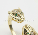 Anillo de Lujo - 106493 - Anillo Ajustable Inspirado Panthere Cartier CZ Clara y Verde - Oro Laminado 18K