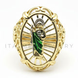 Anillo de Lujo - 106494 - Anillo Ajustable San Judas Verde - Oro Laminado 18K