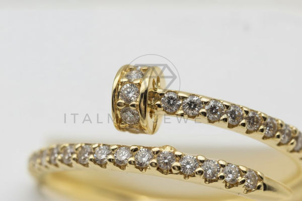 Anillo de Lujo - 106496 - Anillo Ajustable Inspirado Cartier "Juste Un Clou" CZ Clara - Oro Laminado 18K