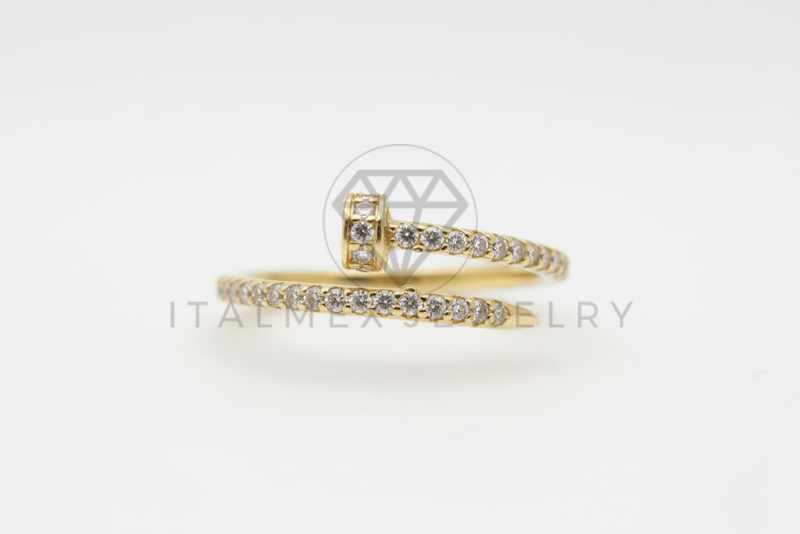 Anillo de Lujo - 106496 - Anillo Ajustable Inspirado Cartier "Juste Un Clou" CZ Clara - Oro Laminado 18K
