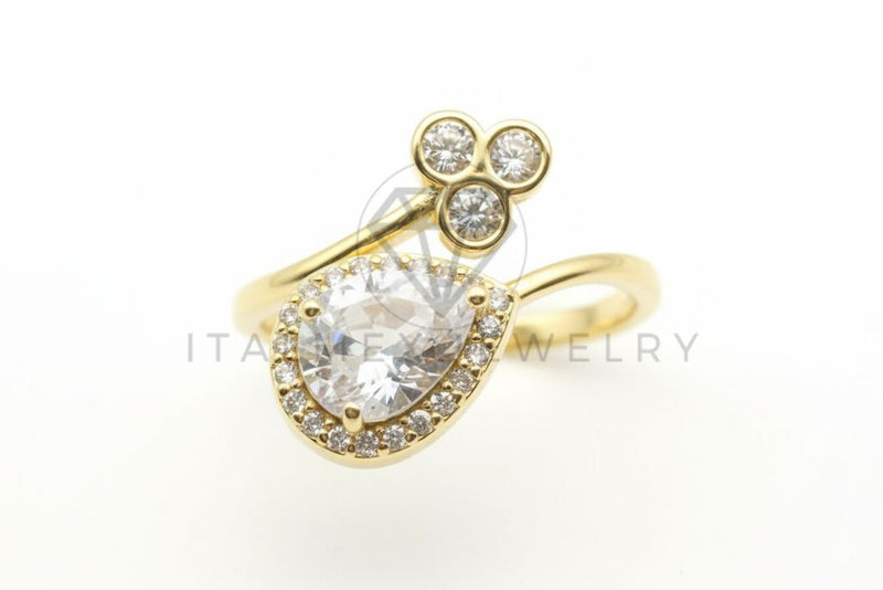Anillo de Lujo - 106498 - Anillo Ajustable Lágrima CZ Clara - Oro Laminado 18K
