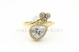 Anillo de Lujo - 106498 - Anillo Ajustable Lágrima CZ Clara - Oro Laminado 18K