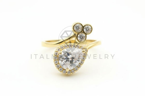 Anillo de Lujo - 106498 - Anillo Ajustable Lágrima CZ Clara - Oro Laminado 18K