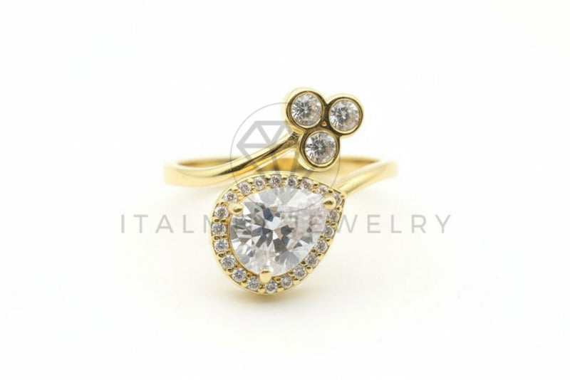 Anillo de Lujo - 106498 - Anillo Ajustable Lágrima CZ Clara - Oro Laminado 18K