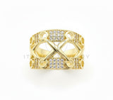 Anillo de Lujo - 106503 - Anillo Ajustable Estilo X con CZ Clara - Oro Laminado 18K