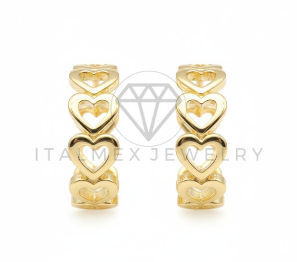 Arete de Lujo - 106504 - Huggie Corazones - Oro Laminado 18K