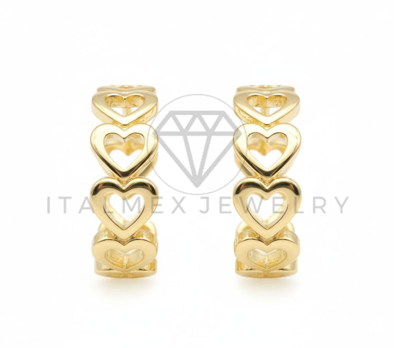 Arete de Lujo - 106504 - Huggie Corazones - Oro Laminado 18K
