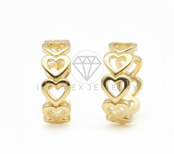 Arete de Lujo - 106504 - Huggie Corazones - Oro Laminado 18K