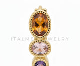 Arete de Lujo - 106505 - Huggie Ovales CZ Tricolor - Oro Laminado 18K