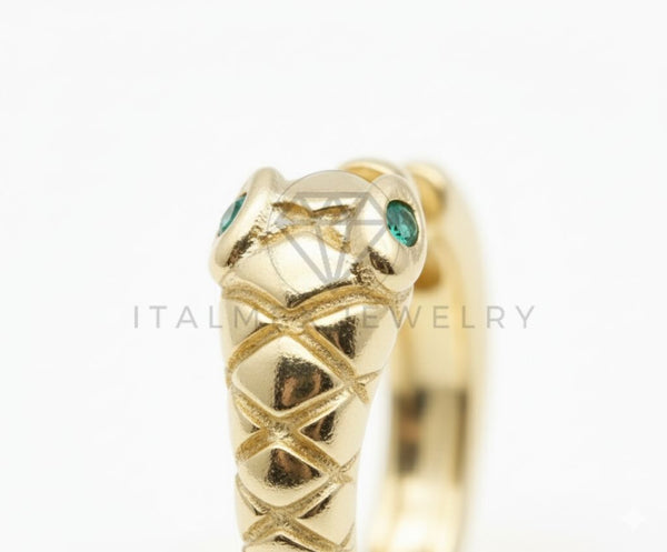 Arete de Lujo - 106509 - Huggie Serpiente CZ Verde - Oro Laminado 18K