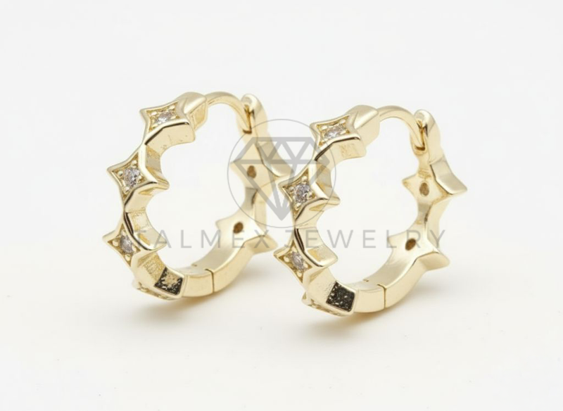 Arete de Lujo - 106511 - Huggie Inspirado LV CZ Clara - Oro Laminado 18K