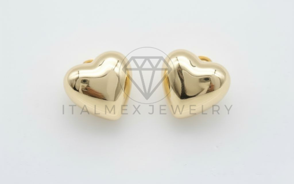 Arete de Lujo - 106512 - Broquel Corazon - Oro Laminado 18K