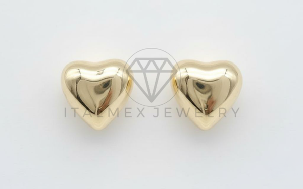 Arete de Lujo - 106512 - Broquel Corazon - Oro Laminado 18K