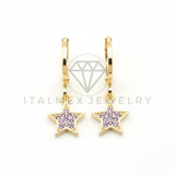Arete de Lujo - 106514 - Huggie Estrella CZ Rosa - Oro Laminado 18K