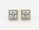 Arete de Lujo - 106515 - Broquel CZ Clara - Oro Laminado 18K