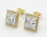 Arete de Lujo - 106515 - Broquel CZ Clara - Oro Laminado 18K