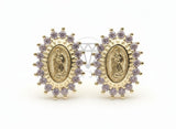 Arete de Lujo - 106517 - Broquel Virgen de Guadalupe CZ Clara - Oro Laminado 18K