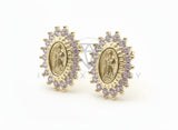 Arete de Lujo - 106517 - Broquel Virgen de Guadalupe CZ Clara - Oro Laminado 18K
