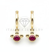 Arete de Lujo - 106518 - Huggie Mickey CZ Rosa- Oro Laminado 18K