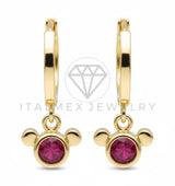 Arete de Lujo - 106518 - Huggie Mickey CZ Rosa- Oro Laminado 18K
