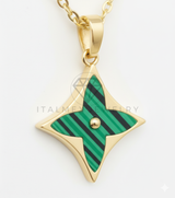 Collar Elegante - 106519 - Collar Estrella Verde Inspirado Louis Vuitton - Oro Laminado 18K