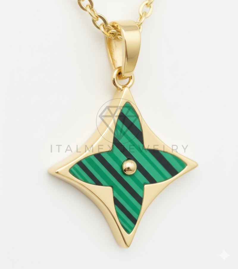Collar Elegante - 106519 - Collar Estrella Verde Inspirado Louis Vuitton - Oro Laminado 18K