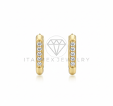 Arete de Lujo - 106523 - Huggie Rectangular con CZ Clara- Oro Laminado 18K