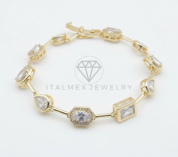 Pulsera de Lujo - 106526 - Pulsera Diferentes Formas CZ Clara - Oro Laminado 18K