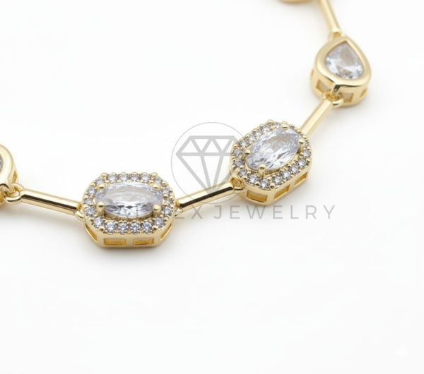 Pulsera de Lujo - 106526 - Pulsera Diferentes Formas CZ Clara - Oro Laminado 18K