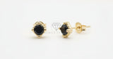 Arete de Lujo - 106527 - Broquel CZ Negra - Oro Laminado 18K